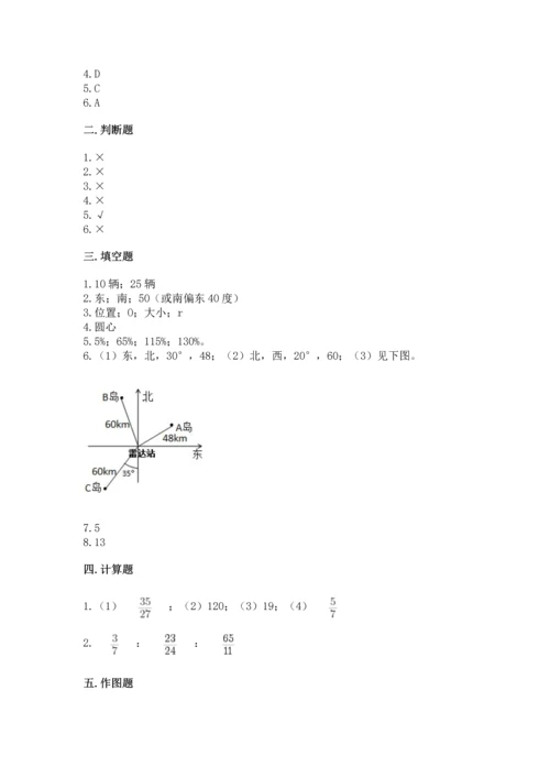 人教版六年级上册数学期末模拟卷含答案【黄金题型】.docx