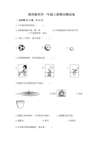 教科版科学一年级上册期末测试卷精品（能力提升）.docx