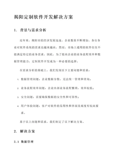 揭阳定制软件开发解决方案