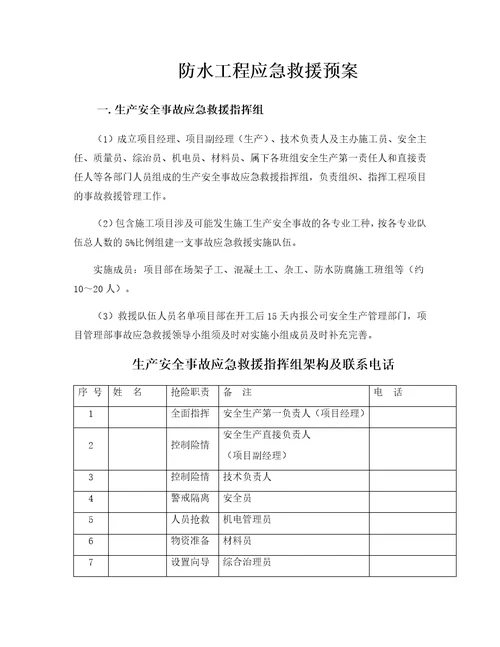 防水工程应急救援预案