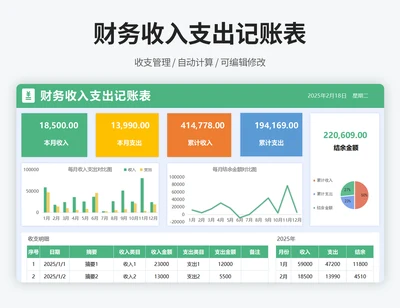 财务收入支出记账表