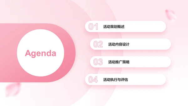 粉色小清新樱花季通用活动策划安排PPT模板