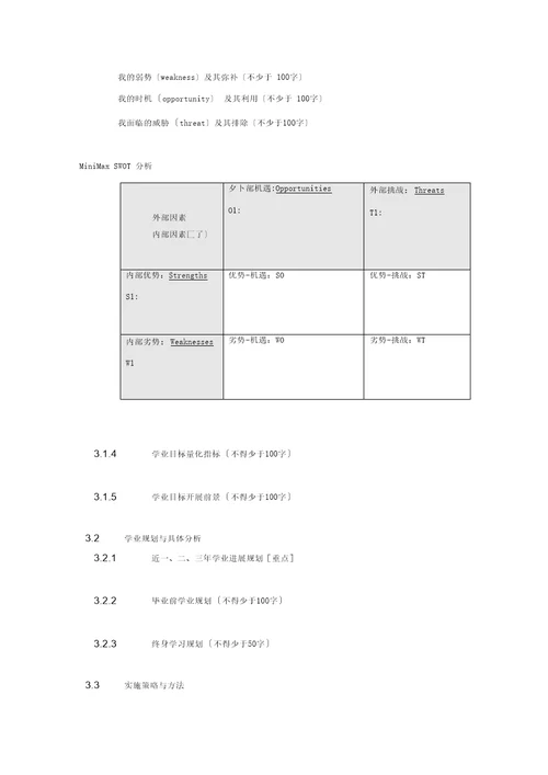 学业规划书格式模板