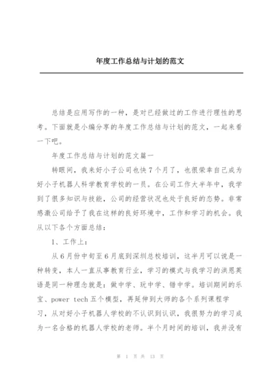 年度工作总结与计划的范文.docx