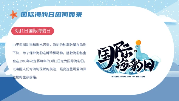 世界海豹日小海豹通用PPT模板