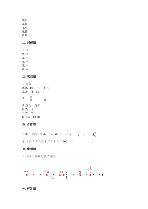 乌兰浩特市六年级下册数学期末测试卷精选答案.docx