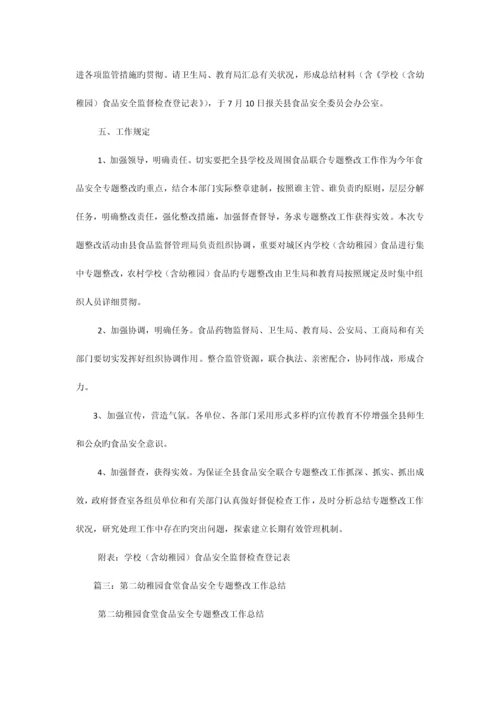 幼儿园食堂食品安全专项整治实施方案相关范文.docx