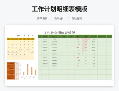 工作计划明细表模版