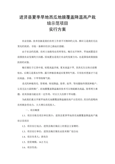 旱地西瓜地膜覆盖高产示范专项项目实施专题方案.docx