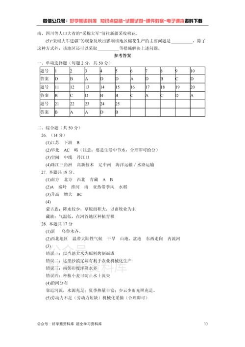 中图版七年级下册地理期中试卷1.docx