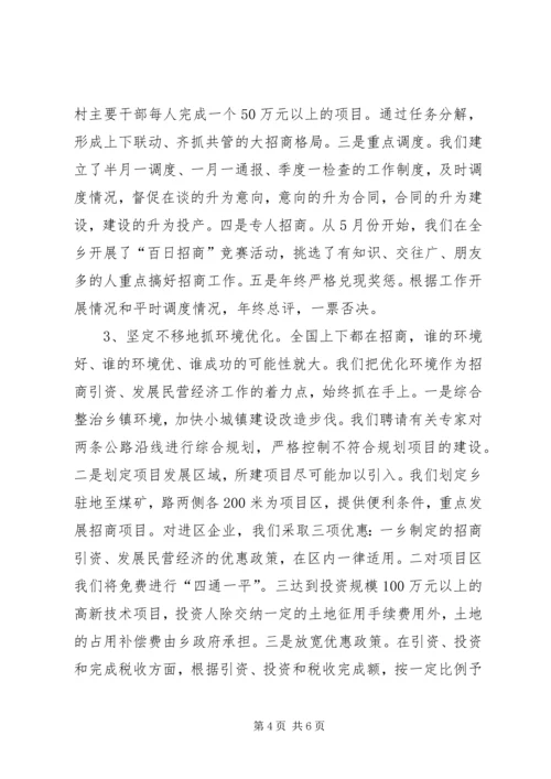 在招商引资民营经济工作会议上的汇报 (6).docx