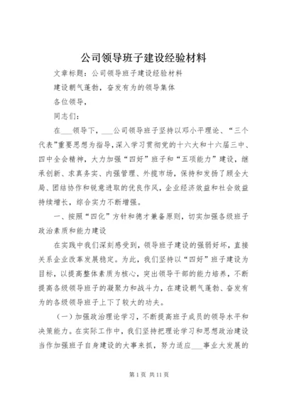 公司领导班子建设经验材料.docx