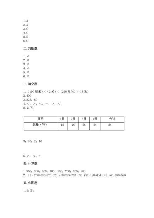 小学三年级上册数学期中测试卷及完整答案【全优】.docx