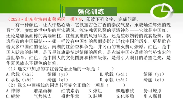 专题01：汉字（考点串讲）-2023-2024学年九年级语文上学期期末考点大串讲（统编版）课件(共2