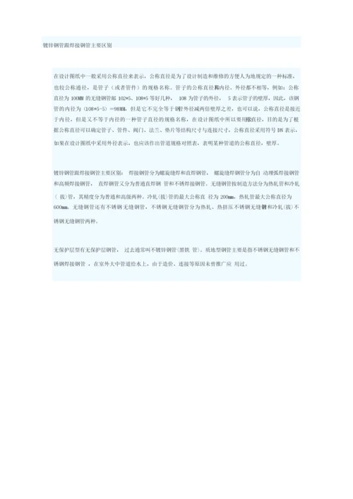 镀锌钢管跟焊接钢管主要区别.docx