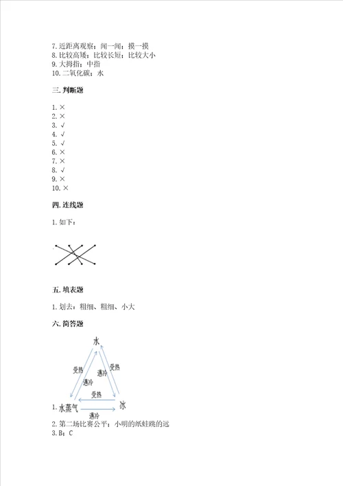 教科版一年级上册科学期末测试卷附参考答案夺分金卷