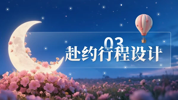 浅橙色3D立体风七夕浪漫约会策划PPT模版