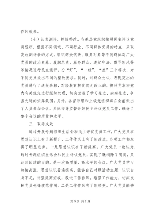 党的专题组织生活会和民主评议党员会议情况报告.docx