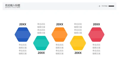简约风流程时间轴5项PPT内容页