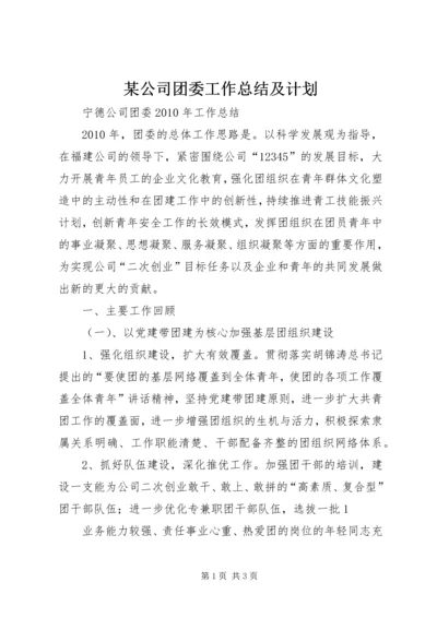 某公司团委工作总结及计划 (3).docx