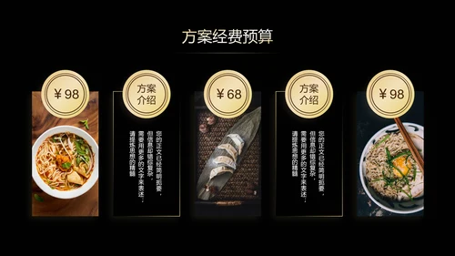 黑金色中国风美食营销PPT演示模板