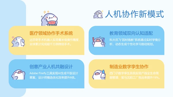 呆呆鲨可爱卡通风AI应用科普PPT模版