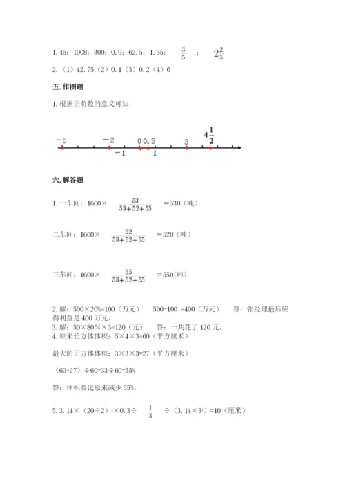冀教版小学六年级下册数学期末综合素养测试卷附答案【a卷】.docx
