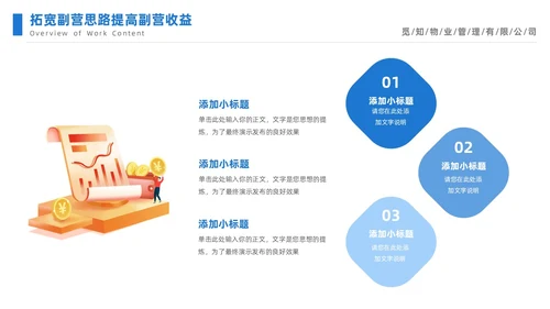 蓝色简约插画风物业年终工作总结工作汇报PPT年终总结