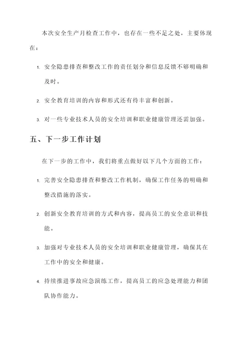 安全生产月检查工作汇报