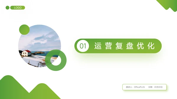 绿色渐变实用新媒体运营报告PPT模板