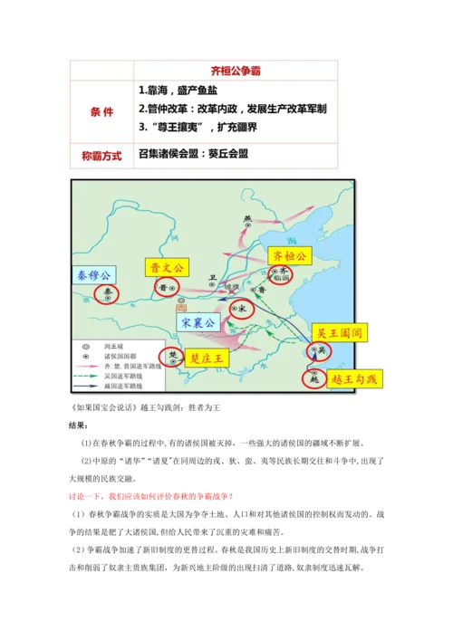 第6课 动荡的春秋时期 教案