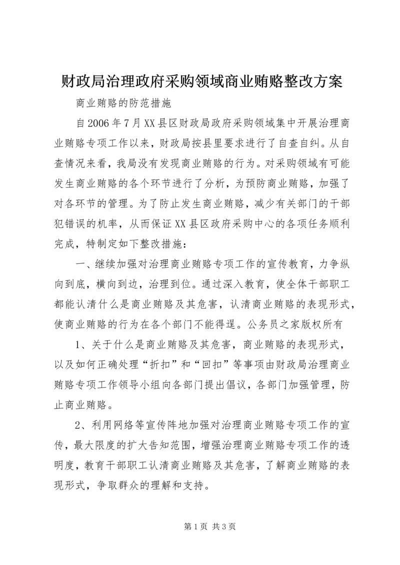 财政局治理政府采购领域商业贿赂整改方案.docx