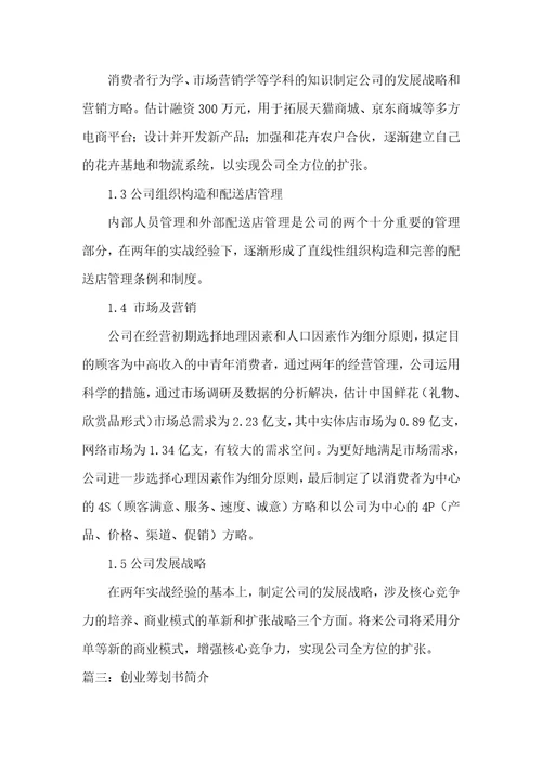 创业计划书的介绍