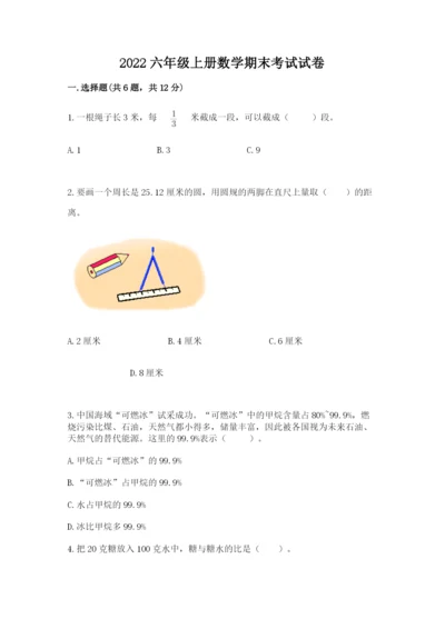 2022六年级上册数学期末考试试卷及参考答案【轻巧夺冠】.docx