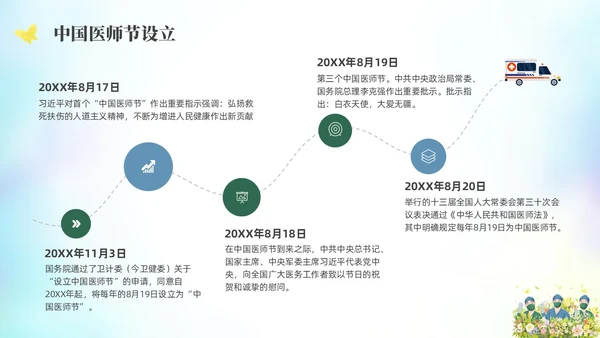 绿色水彩简约插画中国医师节PPT