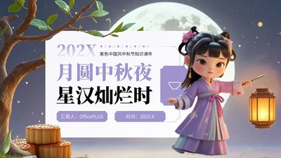 紫色中国风中秋节相关知识科普PPT模板