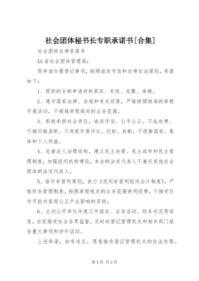 社会团体秘书长专职承诺书[合集].docx