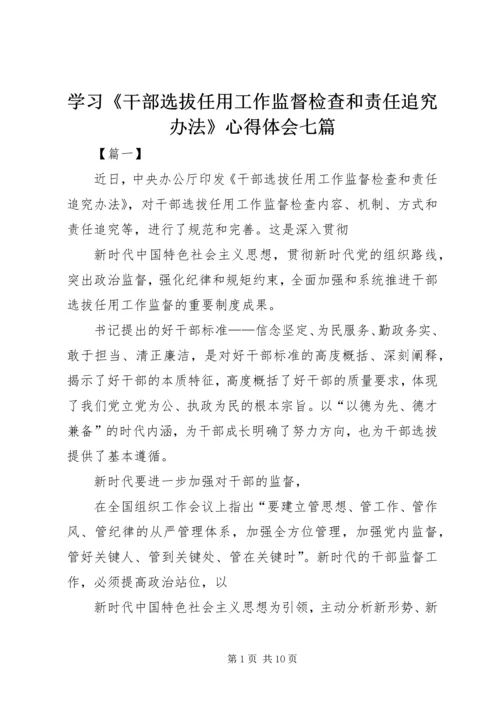 学习《干部选拔任用工作监督检查和责任追究办法》心得体会七篇.docx