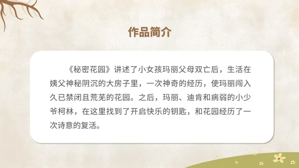 卡通《秘密花园》读书分享汇报PPT模板