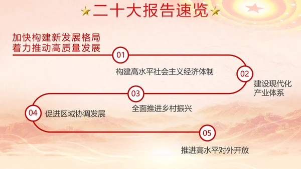 红色党代表大会报告速览解读PPT模板