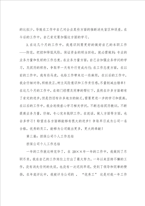 担保公司个人工作计划多篇