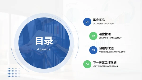 蓝色商务风季度部门总结报告PPT模板