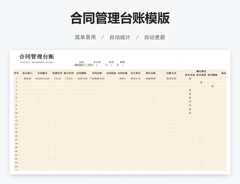 合同管理台账模版