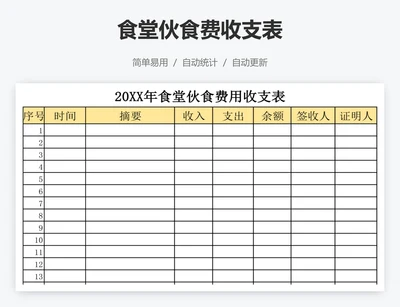 食堂伙食费收支表