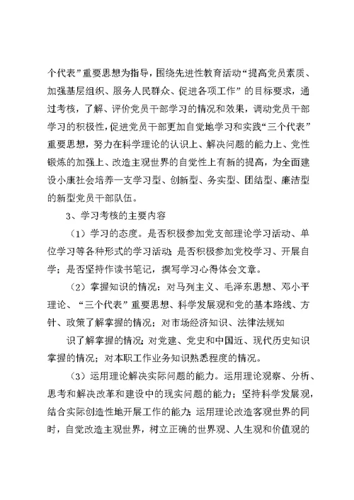 党员学习培训检查考核制度大全