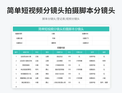 简单短视频分镜头拍摄脚本分镜头