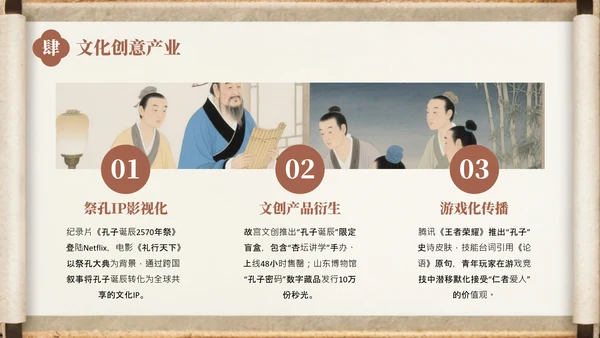 棕色中国风孔子诞辰介绍PPT模板