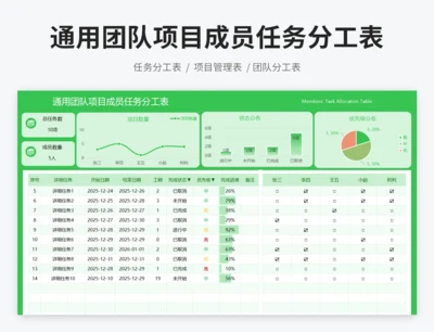 通用团队项目成员任务分工表