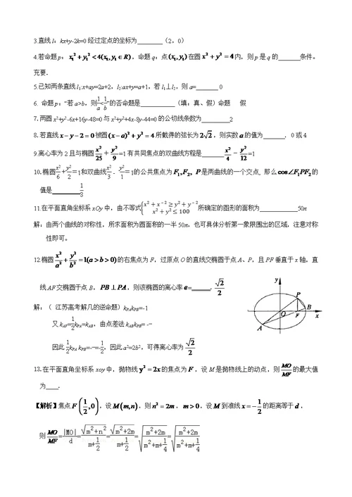 -第一学期扬州中学高二期中数学试卷