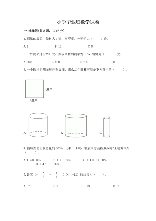 小学毕业班数学试卷（必刷）.docx